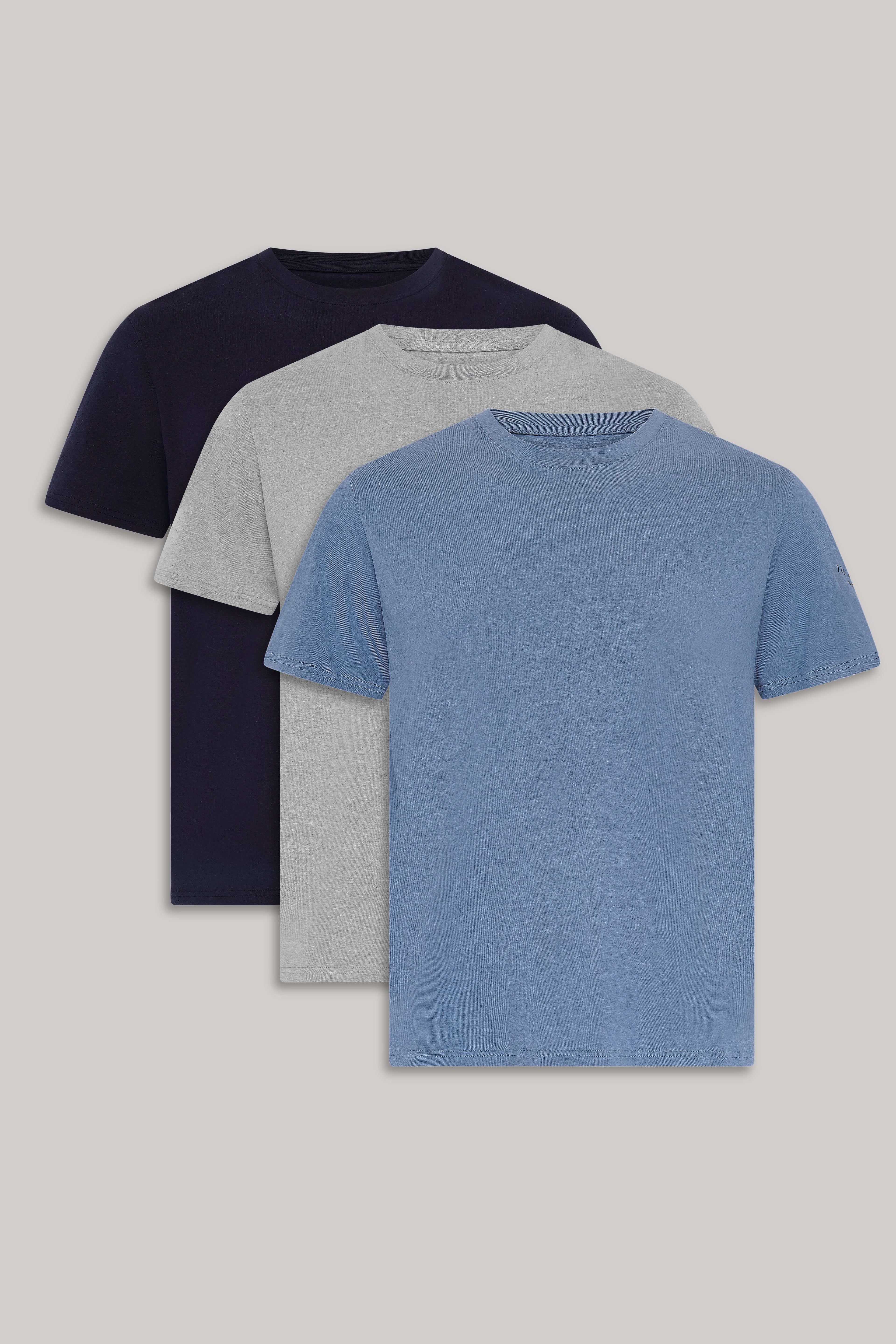 Ted Baker 3-Pack Lounge Crew Neck T-Shirts - Blue/Grey/Navy