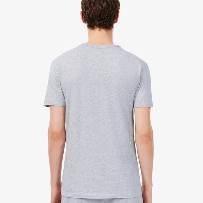 Lacoste TH2273 RFB 3-Pack Slim Fit Cotton Crew Neck T-Shirts – model wearing the blue slim-fit cotton T-shirt