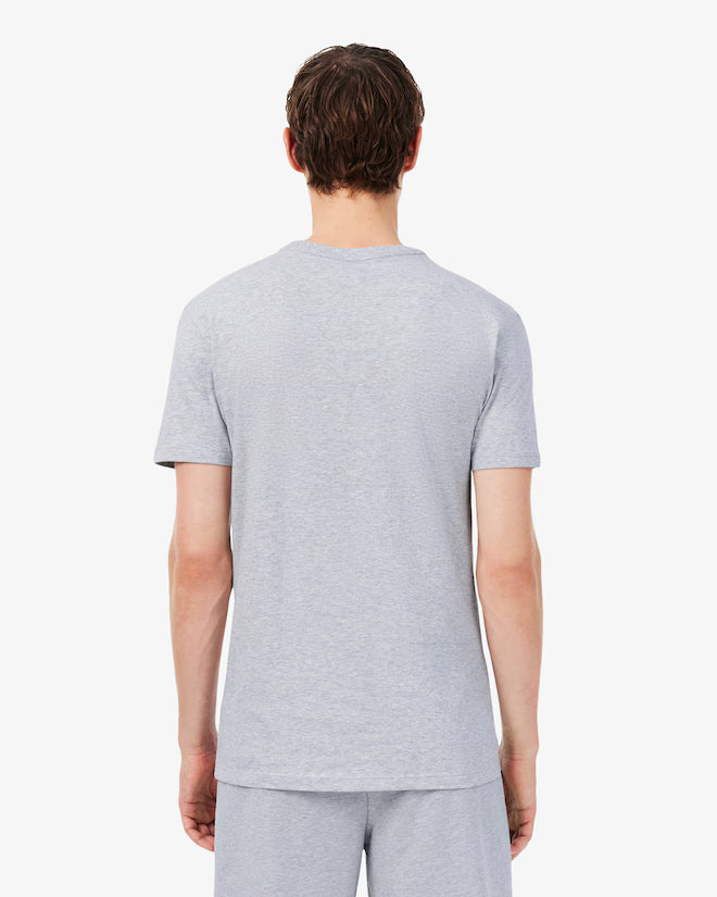 Lacoste TH2273 RFB 3-Pack Slim Fit Cotton Crew Neck T-Shirts – model wearing the blue slim-fit cotton T-shirt