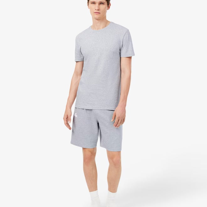 Lacoste TH2273 RFB 3-Pack Slim Fit Cotton Crew Neck T-Shirts – model wearing the silver marl slim-fit crew neck T-shirt