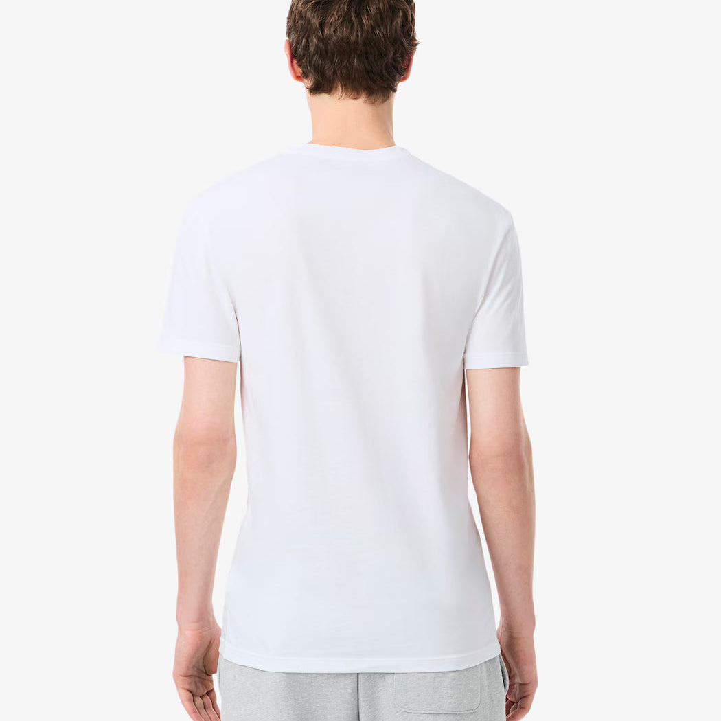 Lacoste TH9008-001 3-Pack Slim Fit V-Neck T-Shirts White - model back