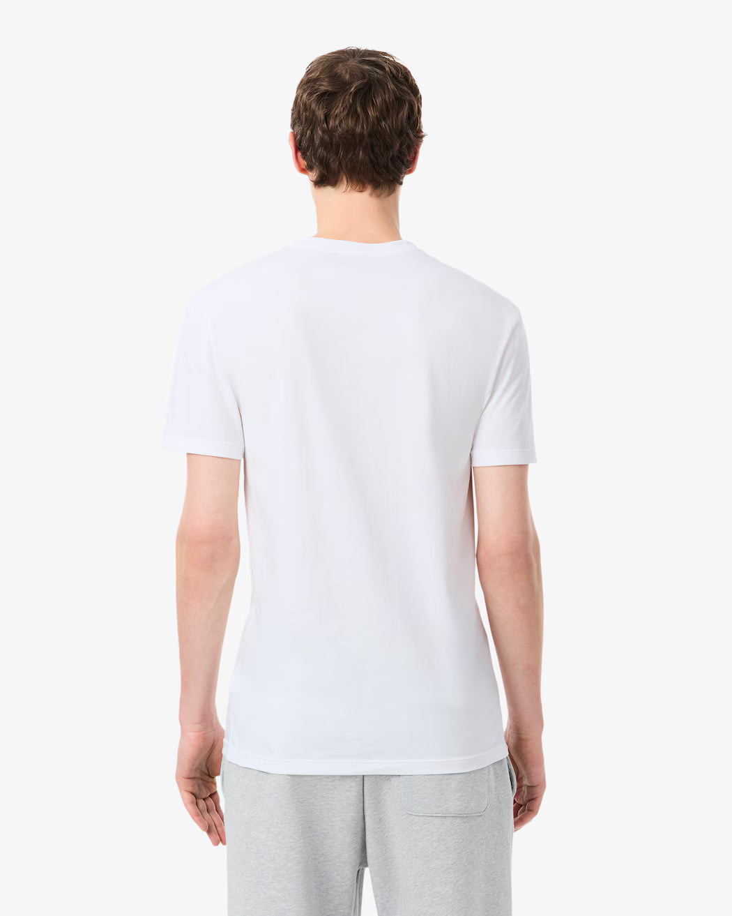 Lacoste TH9008-001 3-Pack Slim Fit V-Neck T-Shirts White - model back