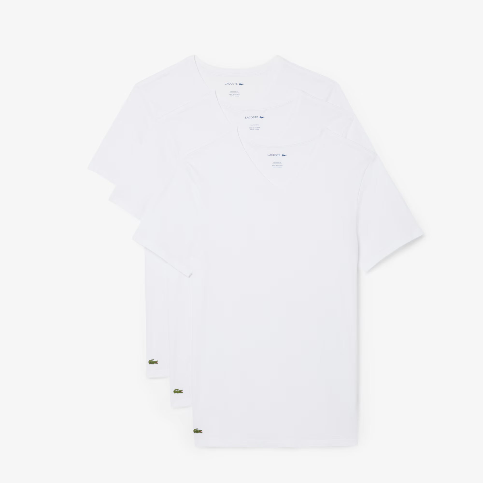 Lacoste TH9008-001 3-Pack Slim Fit V-Neck T-Shirts White - alternate pack view
