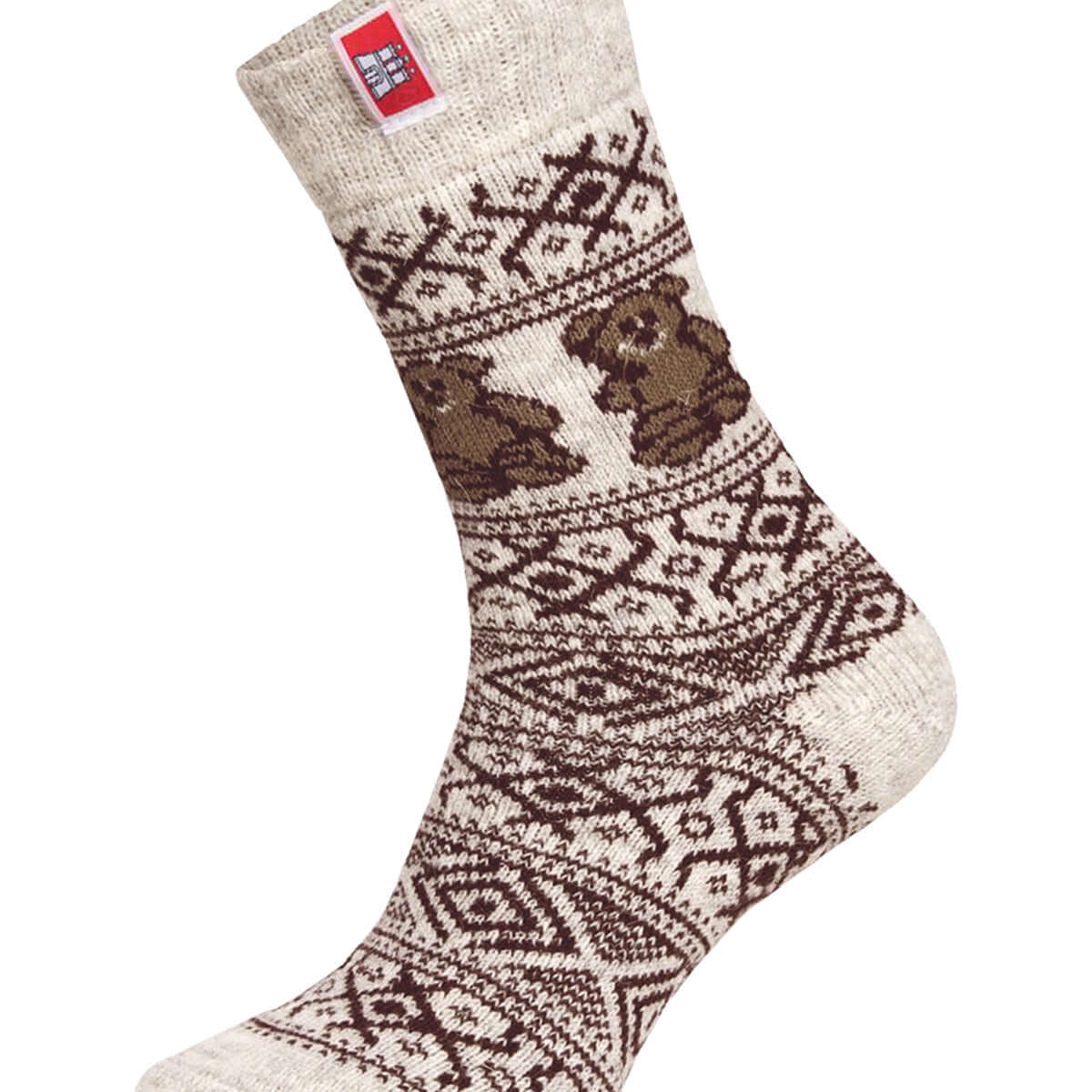 Norwegian Style Wool Socks – Teddy Bear Pattern | 80% Wool, 1 Pair