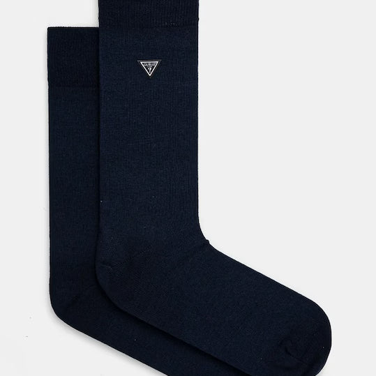 Guess Men’s Regular Crew Socks – 1 Pack, Black & Smart Blue