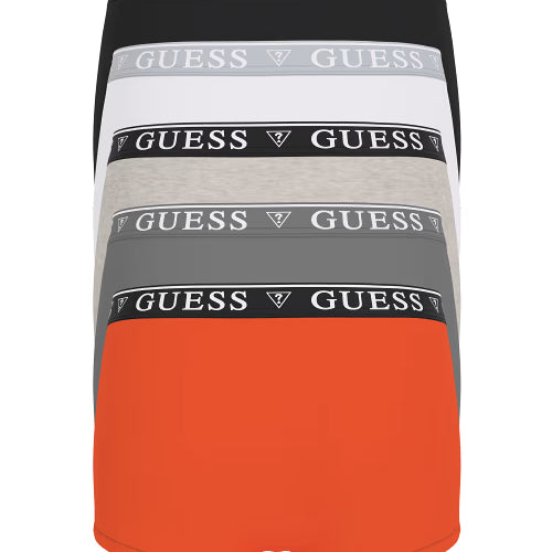 Guess Men’s Stretch Cotton Boxer Trunks 5-Pack – Orange, Black, White & Grey