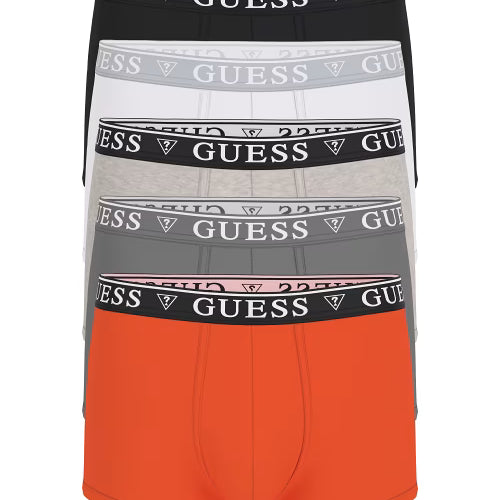 Guess Men’s Stretch Cotton Boxer Trunks 5-Pack – Orange, Black, White & Grey