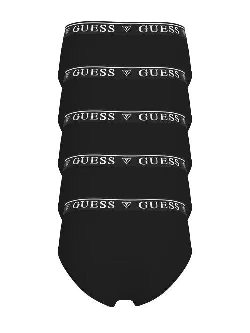 Guess Men’s 5 Pack Cotton Stretch Hip Briefs - Black