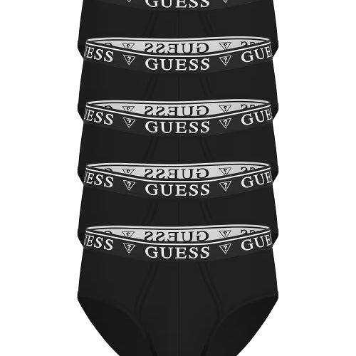 Guess Men’s 5 Pack Cotton Stretch Hip Briefs - Black
