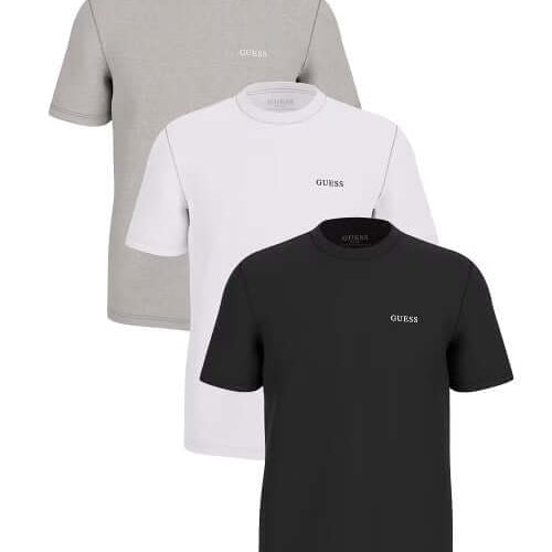 Guess Men’s Black, White, Grey T-Shirt 3-Pack | Organic Cotton Regular Fit