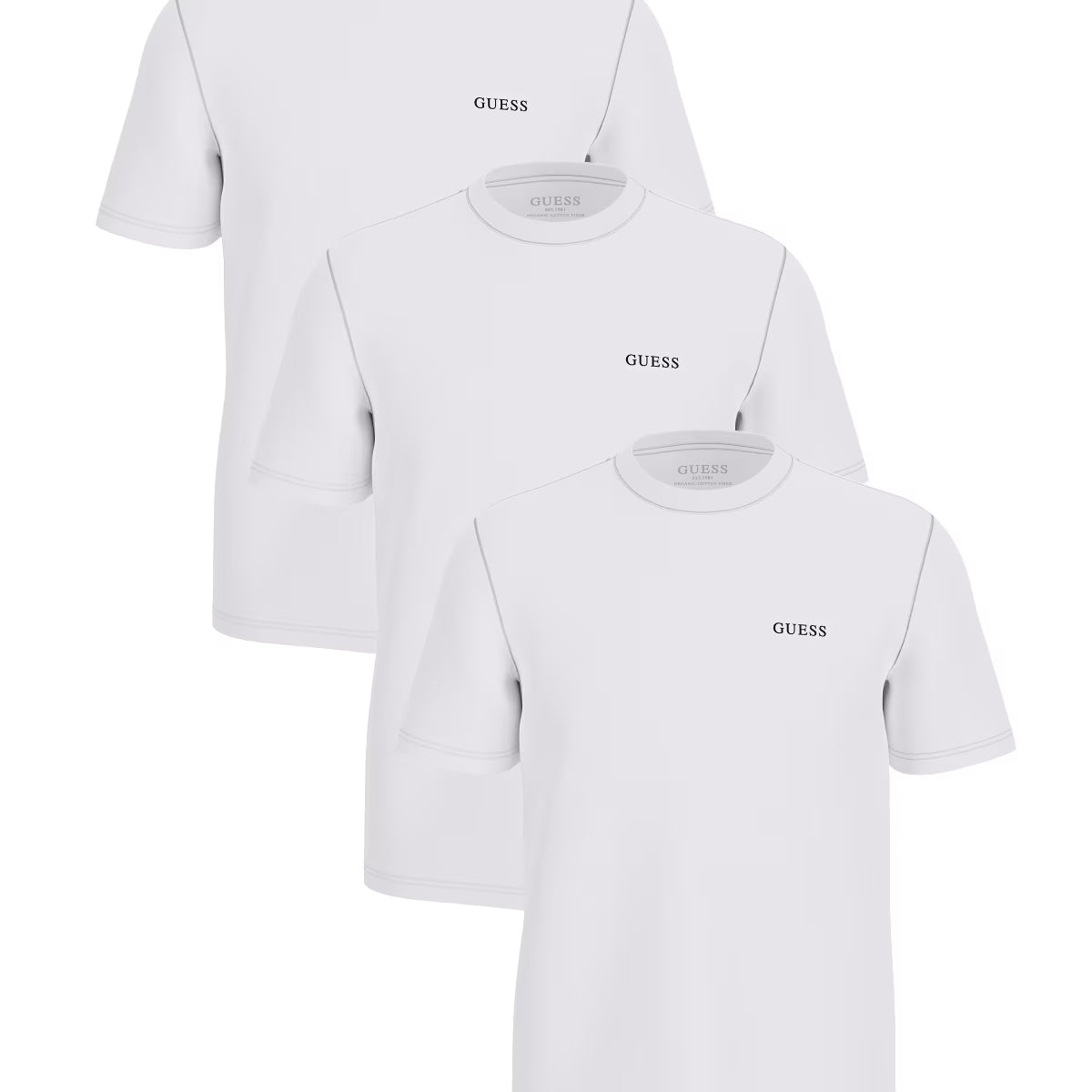 Guess Men’s Bright White T-Shirt 3-Pack | Organic Cotton Regular Fit
