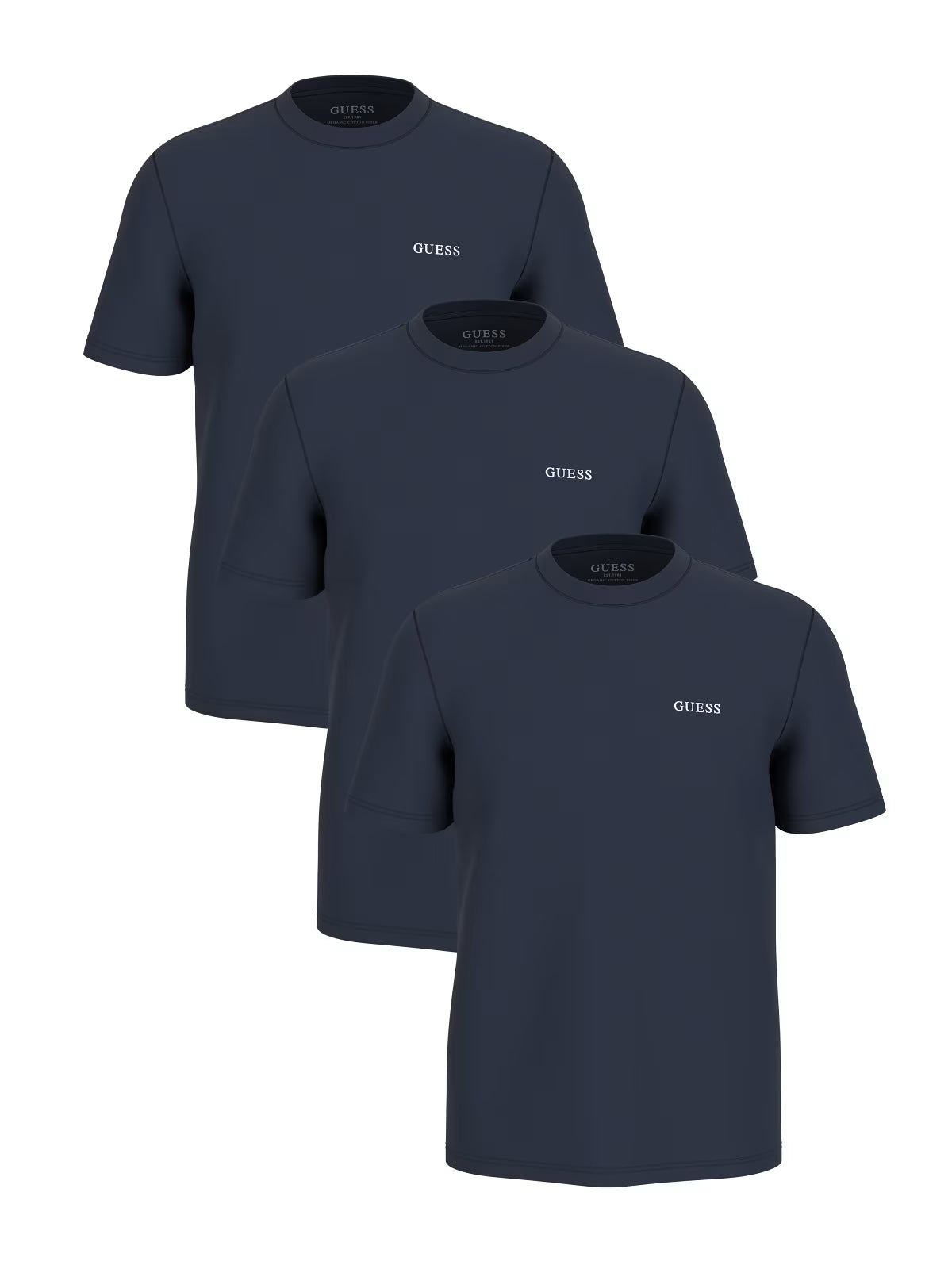 Guess Men’s 3-Pack T-Shirts – Smart Blue, 100% Organic Cotton