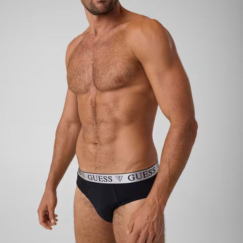 GUESS men's Jet Black briefs model front view