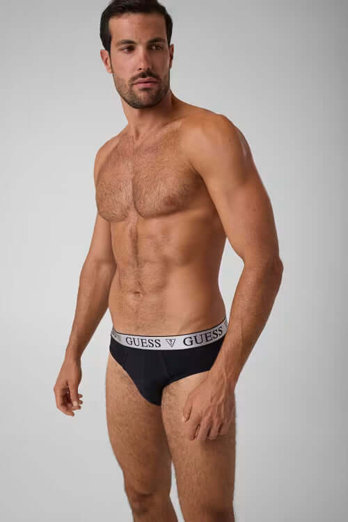 GUESS men's Jet Black briefs model front view
