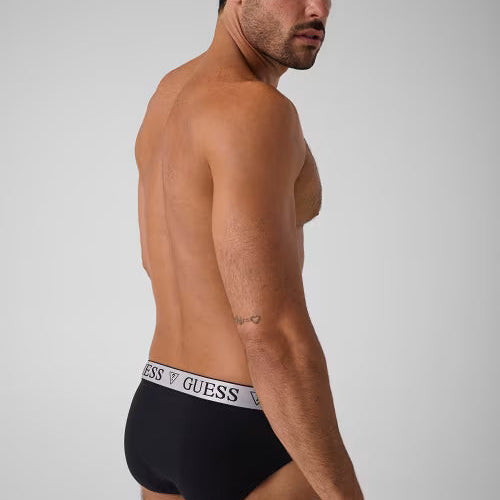 GUESS men's Jet Black briefs model rear view