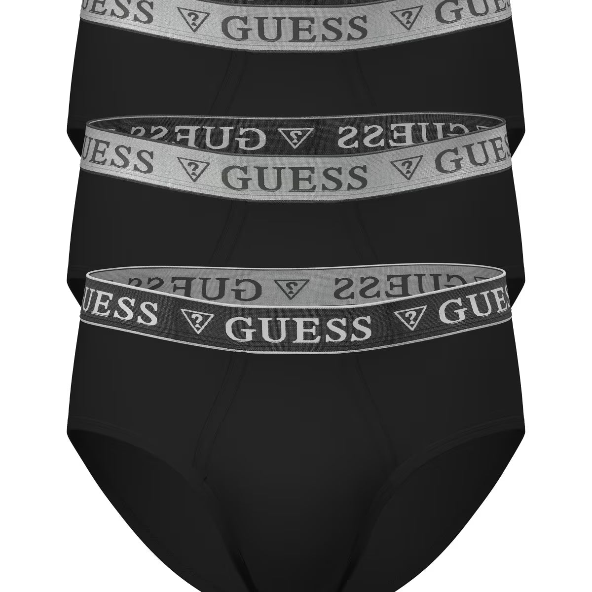 GUESS men's Jet Black 3-pack briefs front view