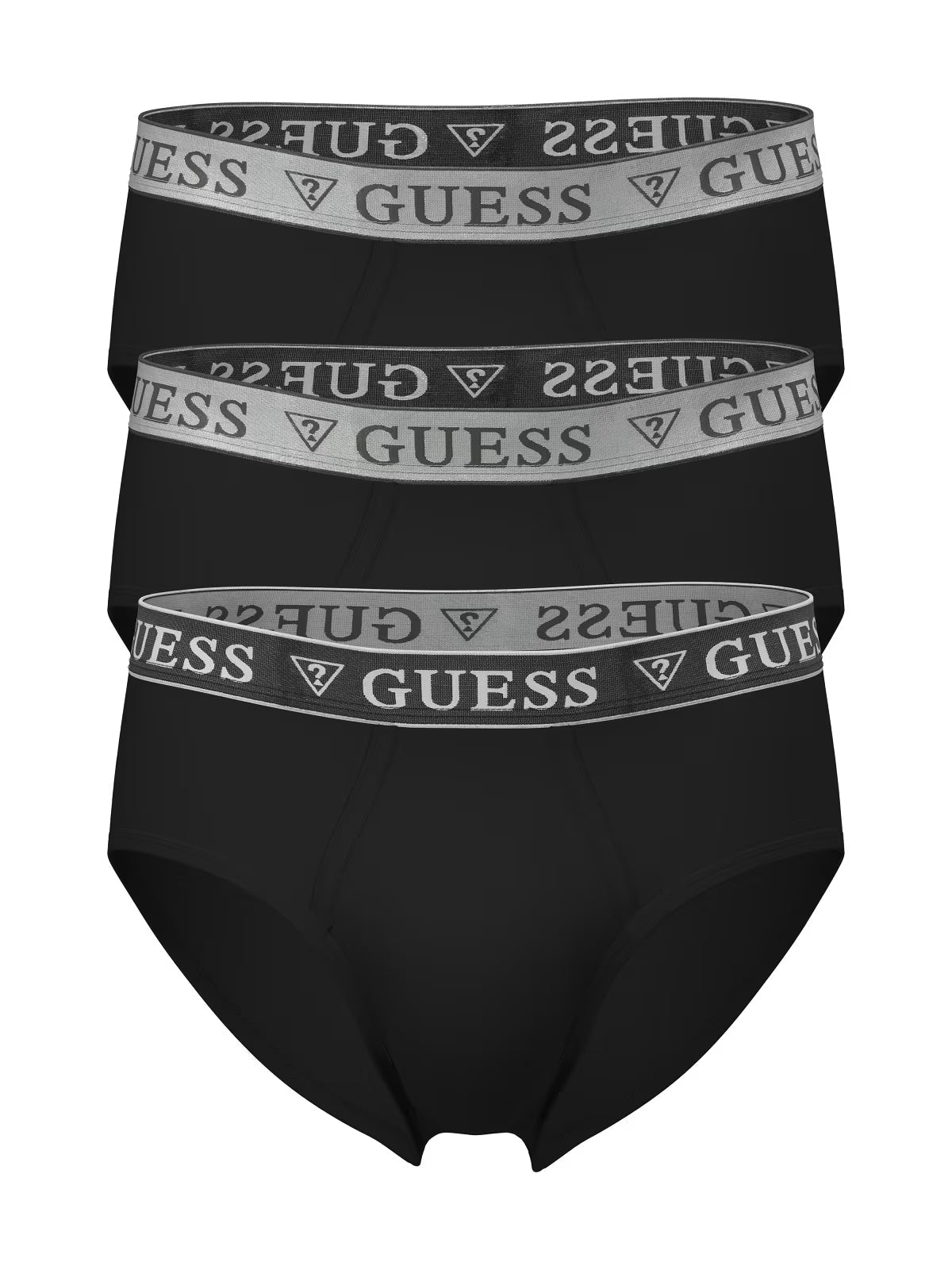 GUESS men's Jet Black 3-pack briefs front view