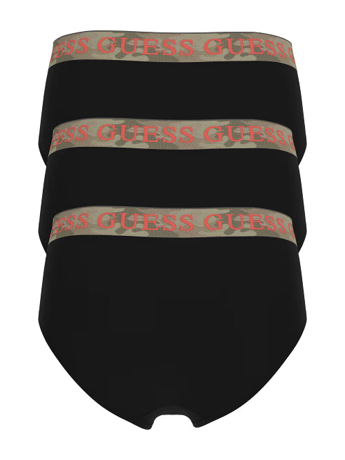 Guess Men’s Cotton Stretch Briefs 3-Pack – Black with Camo Waistbands