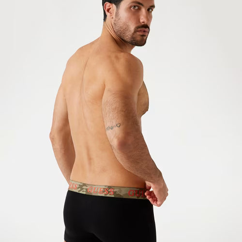 Guess 3 Pack Cotton Stretch Trunks - Orange, Olive & Black