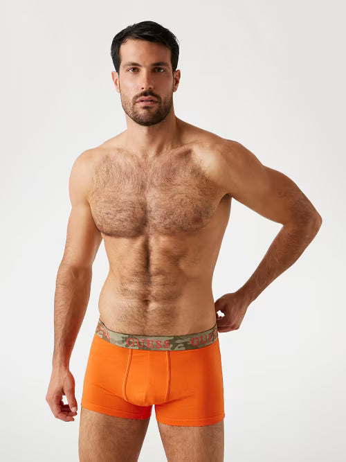 Guess 3 Pack Cotton Stretch Trunks - Orange, Olive & Black