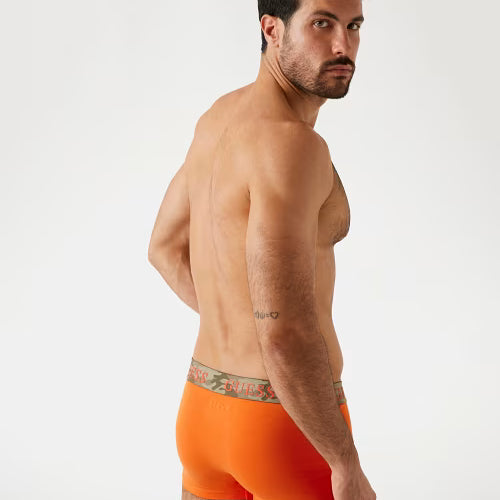Guess 3 Pack Cotton Stretch Trunks - Orange, Olive & Black