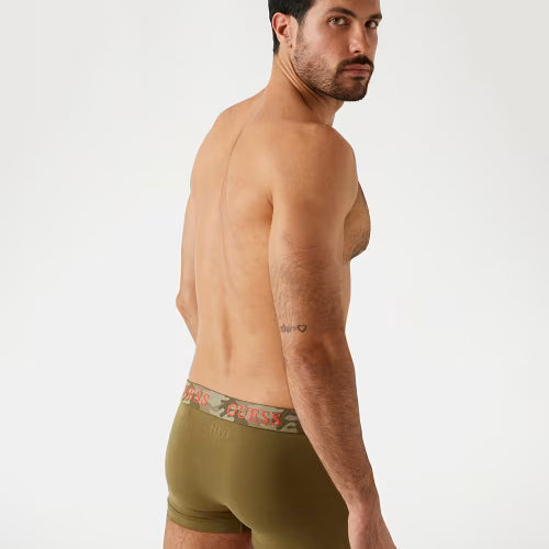 Guess 3 Pack Cotton Stretch Trunks - Orange, Olive & Black