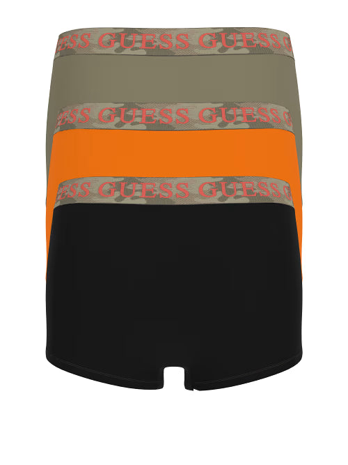 Guess 3 Pack Cotton Stretch Trunks - Orange, Olive & Black
