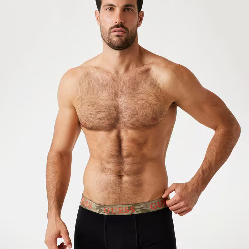 Guess 3 Pack Cotton Stretch Trunks - Orange, Olive & Black
