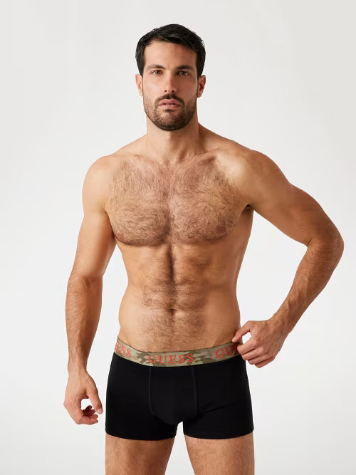 Guess 3 Pack Cotton Stretch Trunks - Orange, Olive & Black