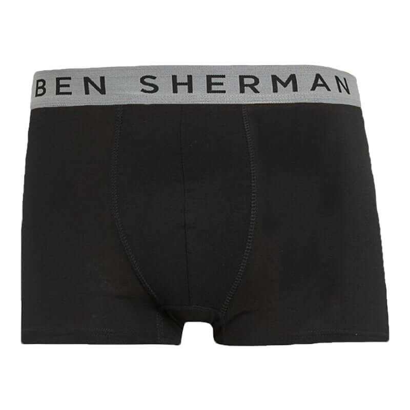 Ben Sherman Men’s Mark 5 Pack Boxer Shorts – Black Trunks with Coloured Waistbands