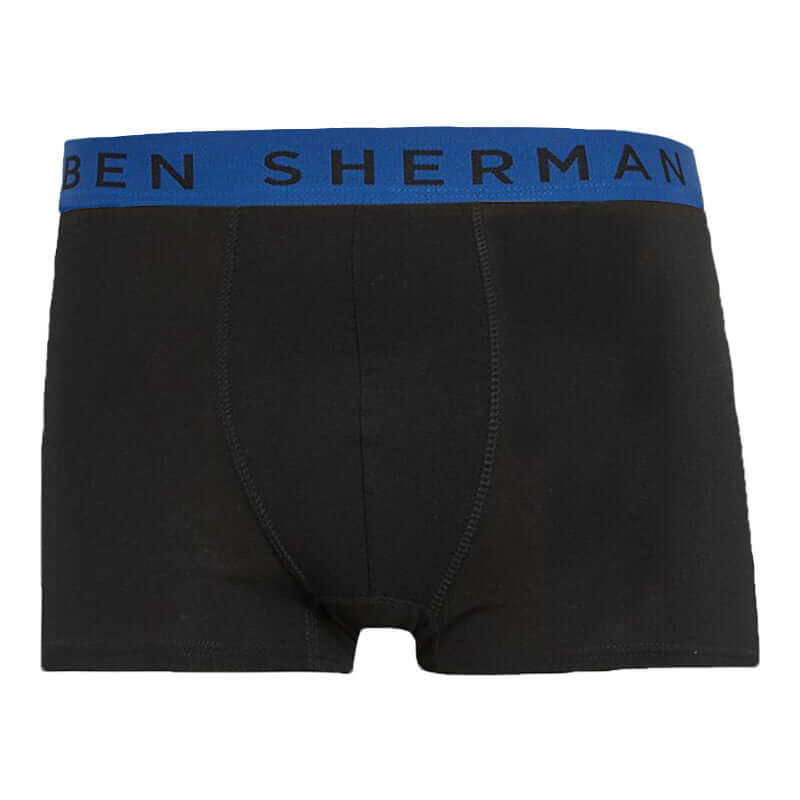 Ben Sherman Men’s Mark 5 Pack Boxer Shorts – Black Trunks with Coloured Waistbands