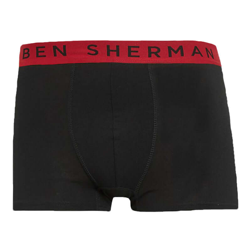 Ben Sherman Men’s Mark 5 Pack Boxer Shorts – Black Trunks with Coloured Waistbands