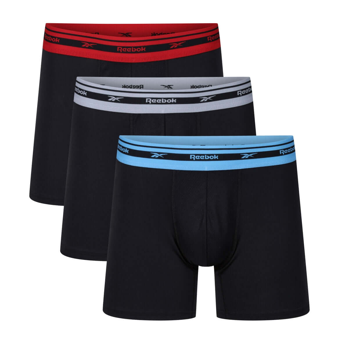 Reebok Darian Mens Performance 3 Pack Medium Sports Trunks - Black Multi