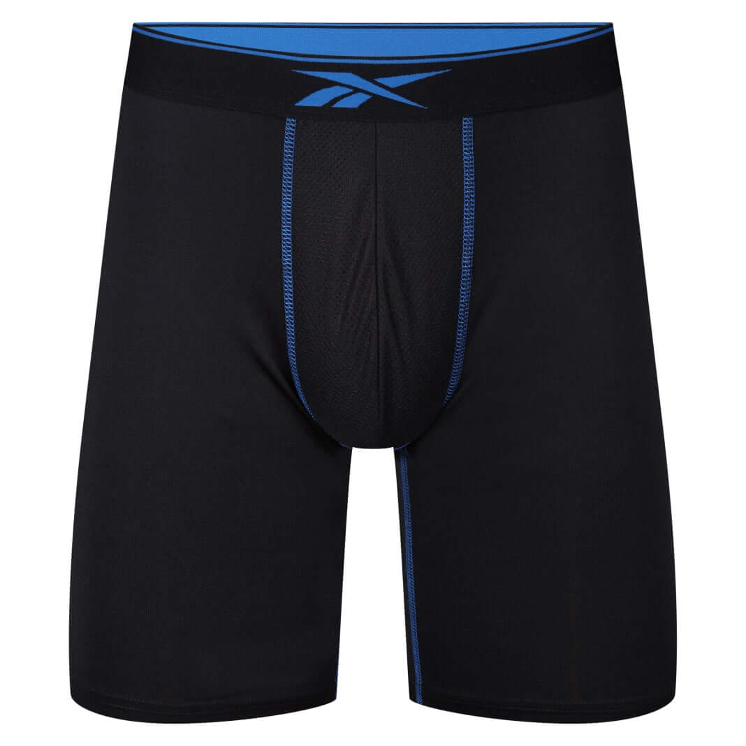 Reebok Graeme Mens Performance 3 Pack Long Sports Trunks - Black Multi