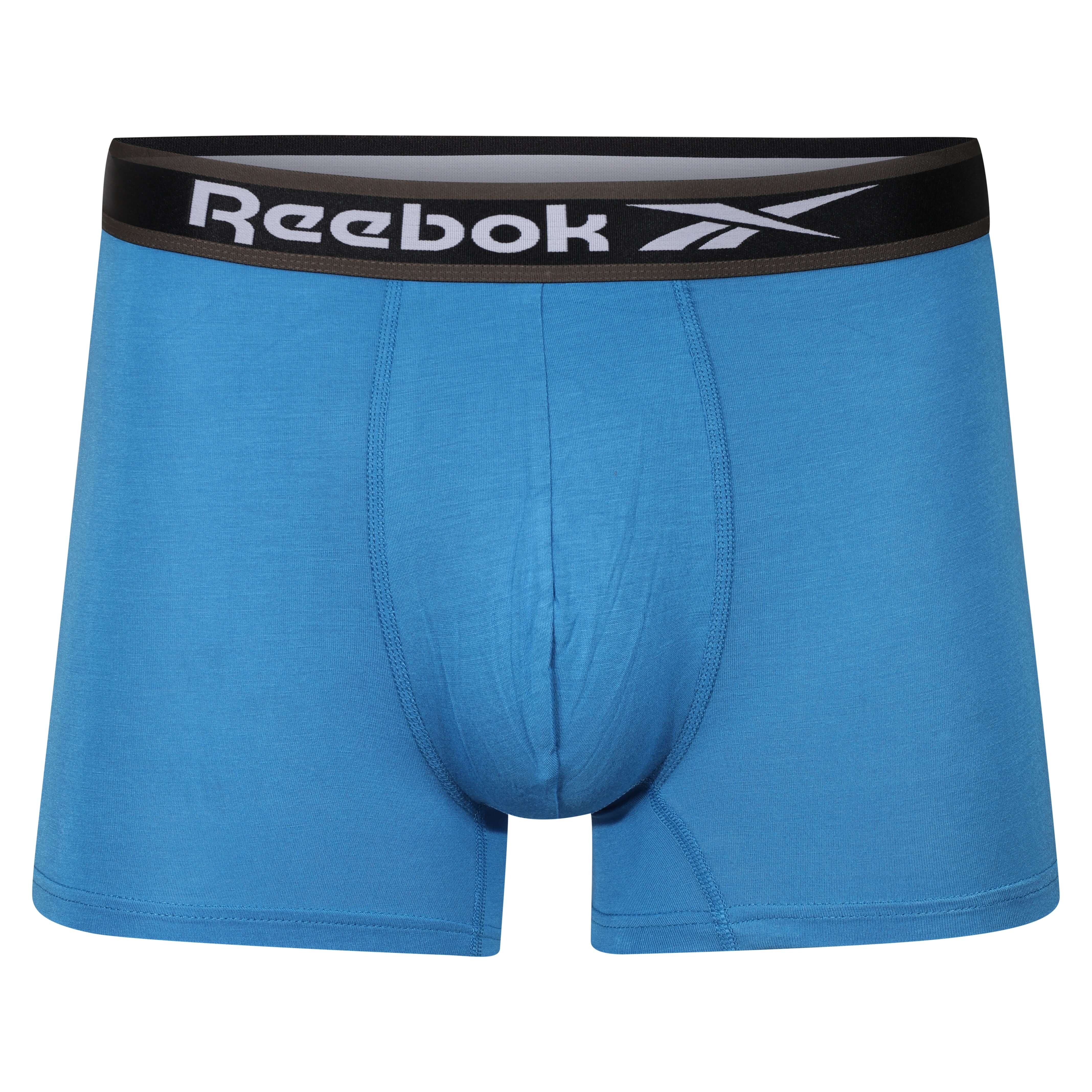 Reebok Mens Bamboo 3 Pack Balen Trunks - Black/White/Blue Slate