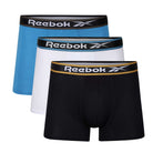 Reebok Mens Bamboo 3 Pack Balen Trunks - Black/White/Blue Slate