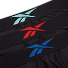 Reebok Placer Mens Performance 3 Pack Long Sports Trunks - Black