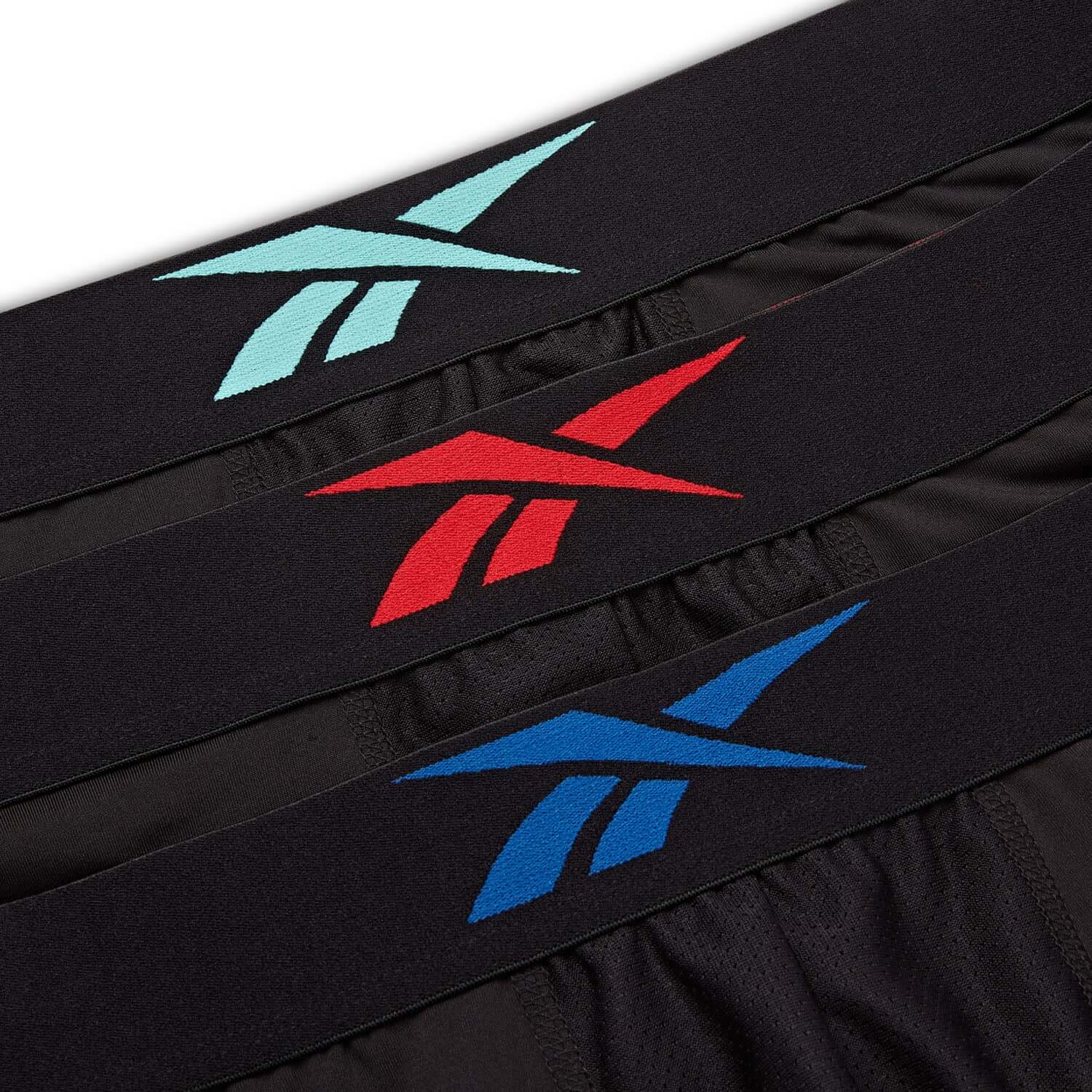 Reebok Placer Mens Performance 3 Pack Long Sports Trunks - Black