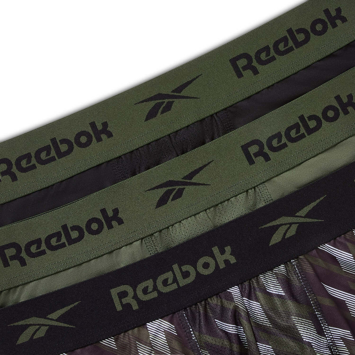 Reebok Nikhill 3 pack trunks - Black/Grit Green Print/Grit Green - image 2