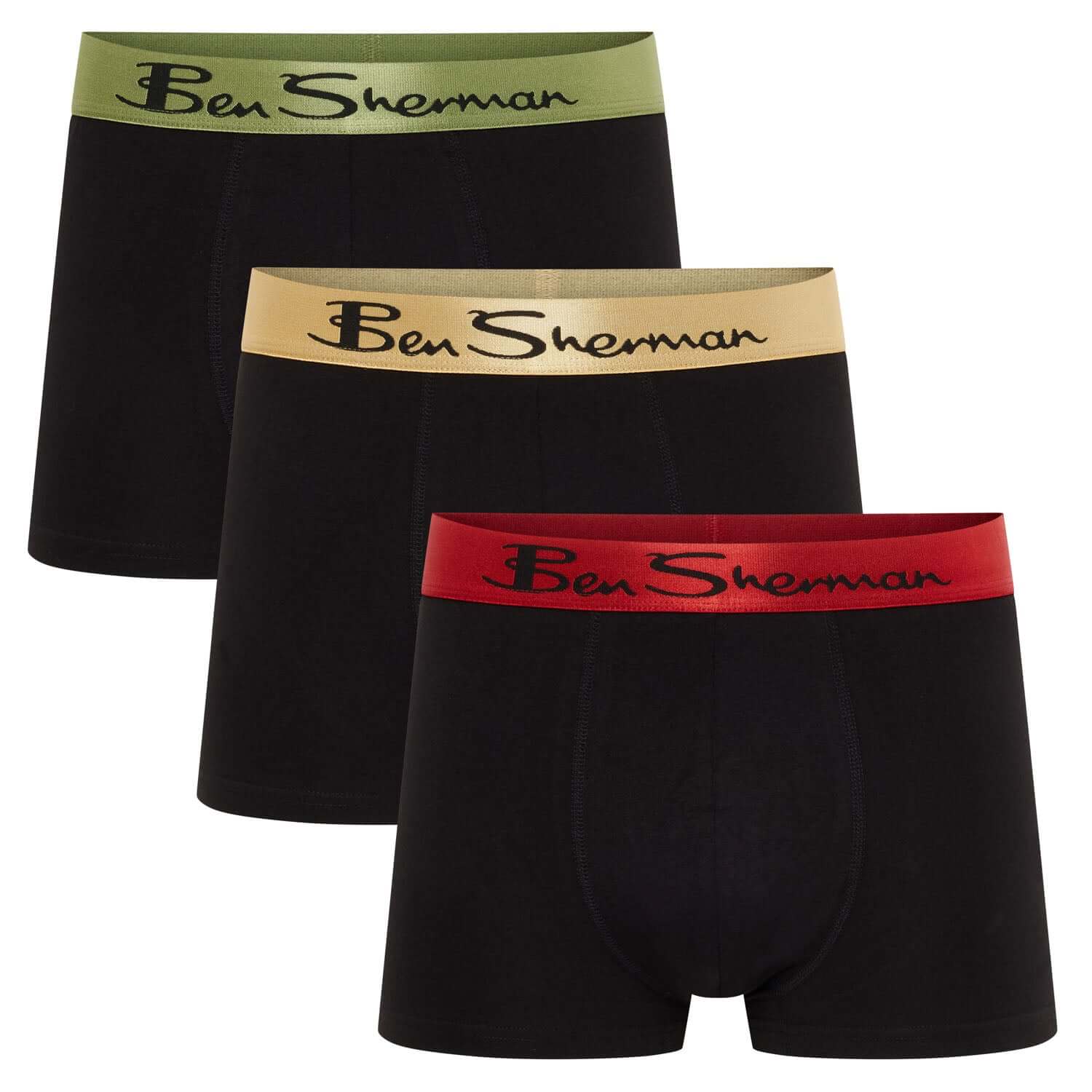 Ben Sherman Ajay 3 Pack Boxer Shorts – Men’s Stretch Cotton Trunks, Black