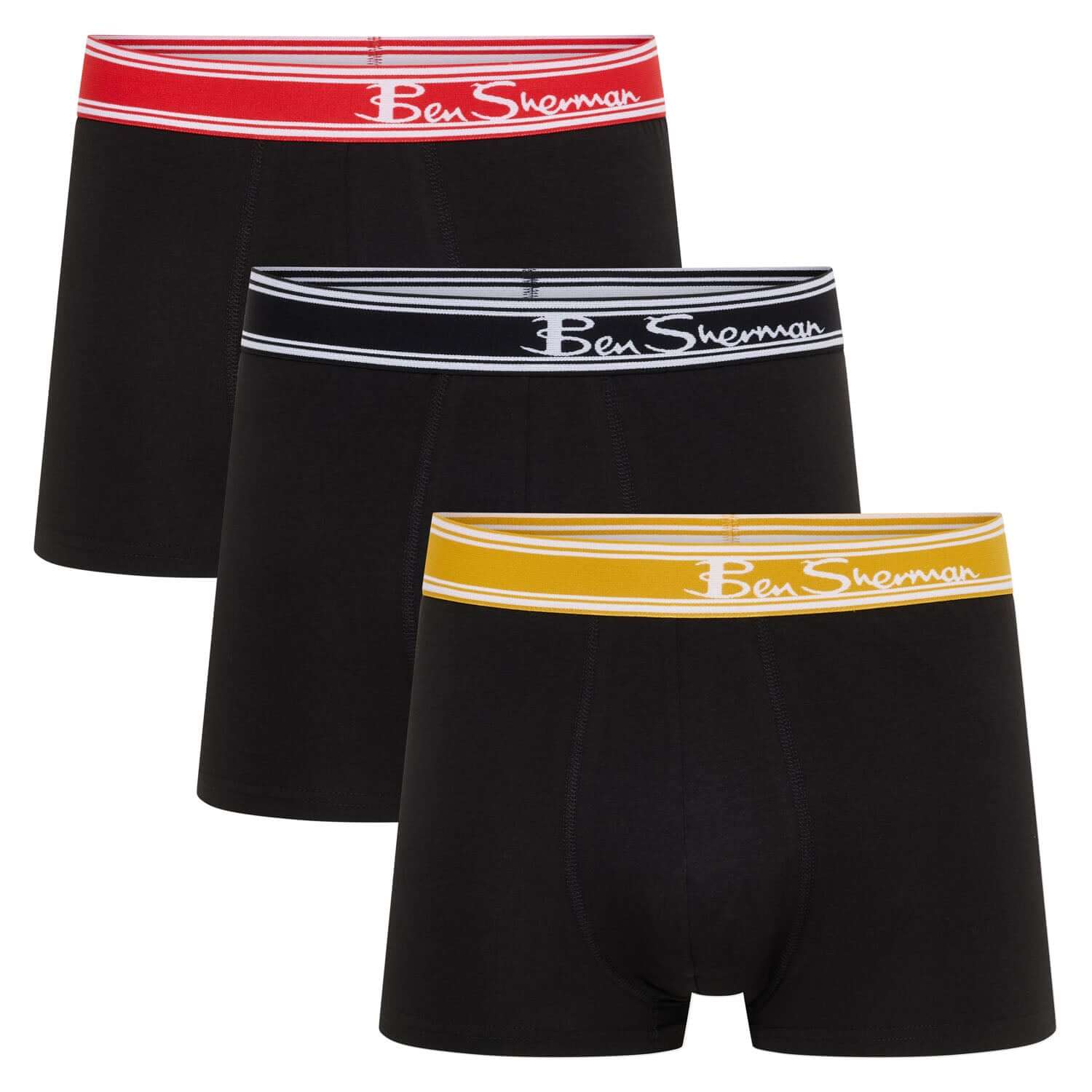 Ben Sherman Bruno 3 Pack Boxer Shorts – Men’s Stretch Cotton Trunks, Black