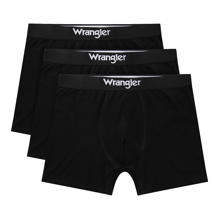 Wrangler Men’s Stretch Cotton 3 Pack Boxer Briefs | Black
