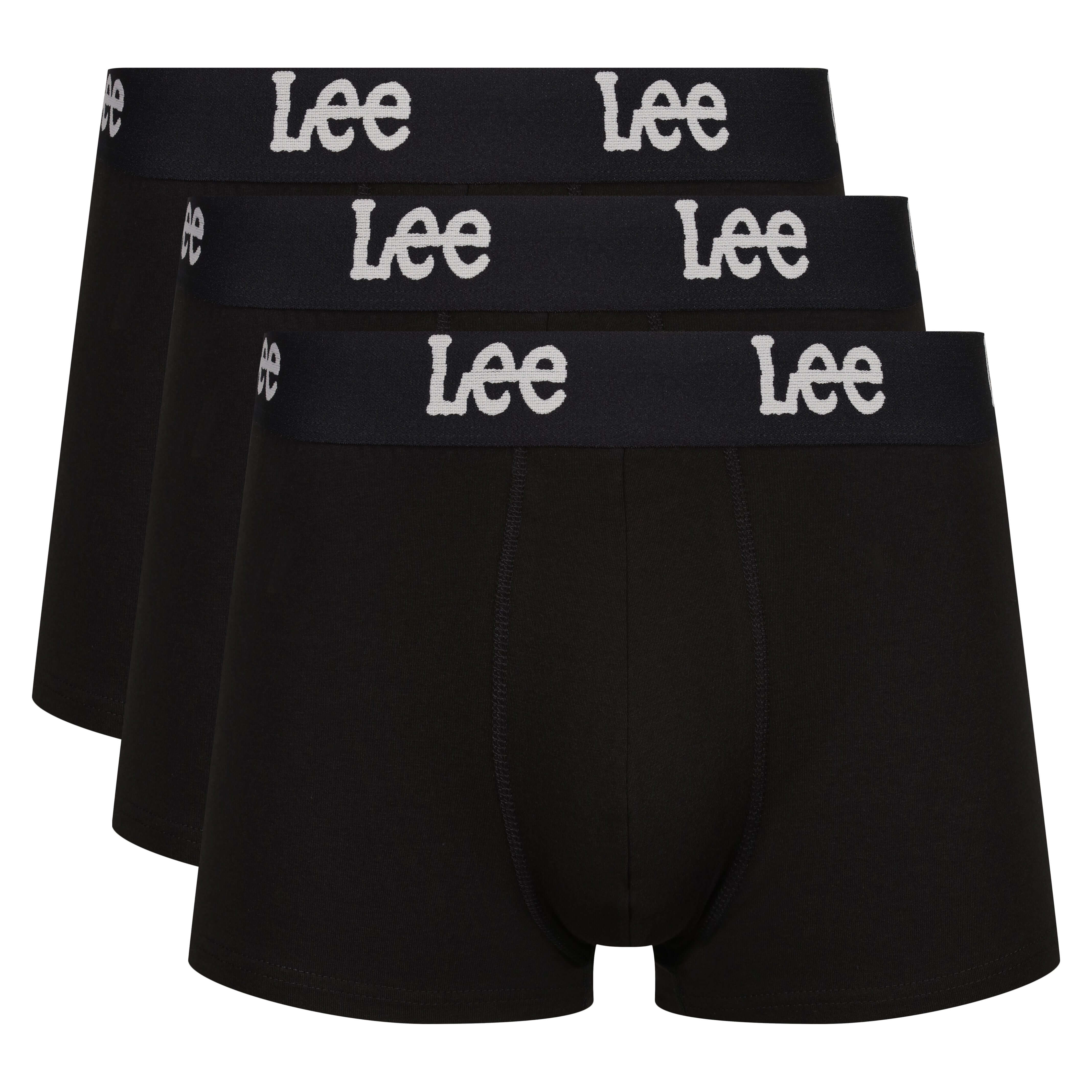 Lee Men’s 3 Pack Cotton Stretch Trunks – Gannon All Black