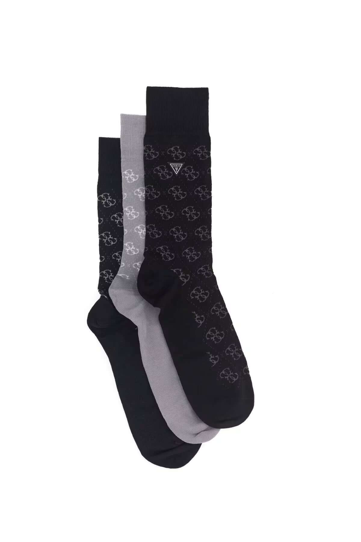 GUESS men's 3-pack logo jacquard socks gift box