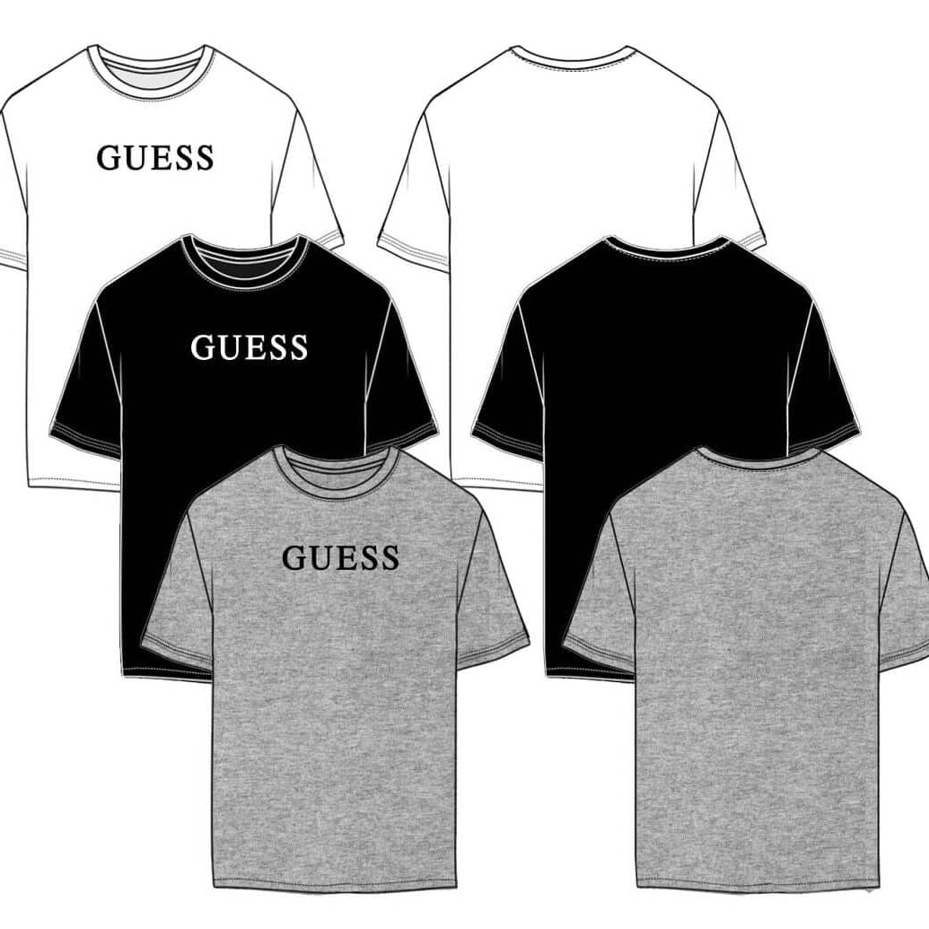 GUESS Men's 3-Pack Crew Neck Logo T-Shirts – Grey / White / Black – image 5