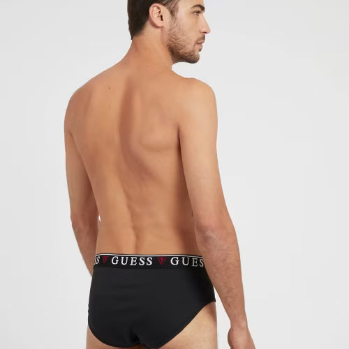 Guess 3 Pack Men's Hip Briefs Stretch Cotton - Black, White & Grey