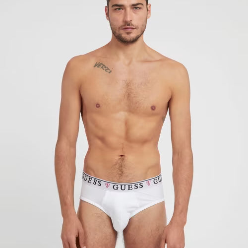 Guess 3 Pack Men's Hip Briefs Stretch Cotton - Black, White & Grey