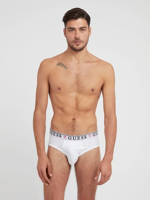Guess 3 Pack Men's Hip Briefs Stretch Cotton - Black, White & Grey