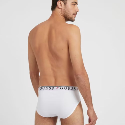 Guess 3 Pack Men's Hip Briefs Stretch Cotton - Black, White & Grey