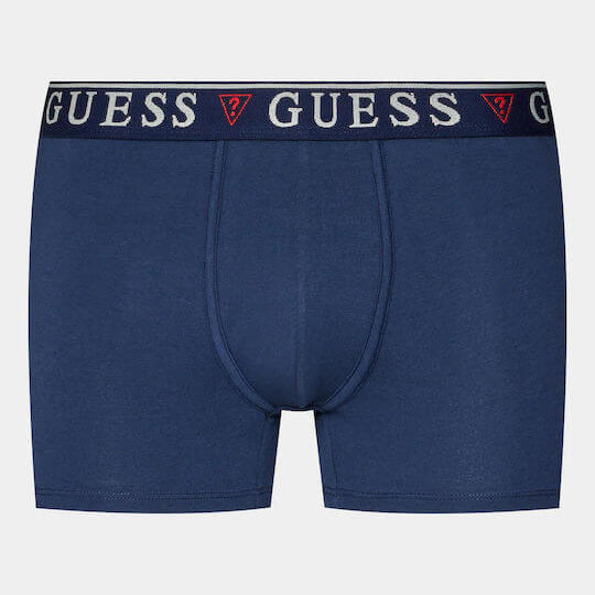 Guess 3 Pack Boxer Trunks Stretch Cotton with Logo Waistband - Gone Wild Blue